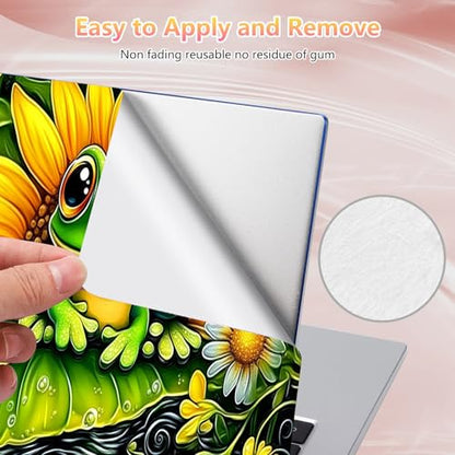 Laptop Skin Sticker Decal 12" 13" 13.3" 14" 15" 15.6",Waterproof Scratch Resistant Vinyl,Reusable Easy to Apply,for MacBook HP Dell Notebooks Netbooks Laptop,2 Wrist Pads,Cute Frog Floral - color: Cute Frog Floral