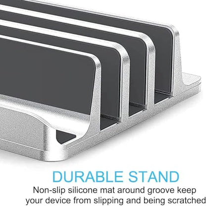 Vertical Laptop Stand 3 Slots [Updated Version], Desktop Stand Holder with Adjustable Dock, 4 in 1 Design Space-Saving Laptop Stand for Desk MacBook/Surface/Samsung/HP/Dell/Chrome Book