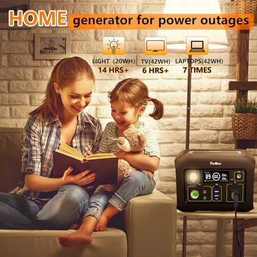 300W Portable Power Station (Peak 500W),LiFePO4 Solar Generator | 288Wh (90,000mAh)Portable Power Bank,110V Pure Sine Wave AC Outlet,Lifepo4 Battery,RV,Outdoor Camping,Traveling,Emergencies