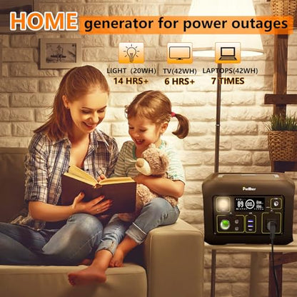 300W Portable Power Station (Peak 500W),LiFePO4 Solar Generator | 288Wh (90,000mAh)Portable Power Bank,110V Pure Sine Wave AC Outlet,Lifepo4 Battery,RV,Outdoor Camping,Traveling,Emergencies