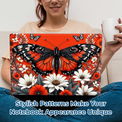 Reusable Universal Laptop Skin Sticker, Cut to Fit for 11.6–15.6 Inch Laptops, Waterproof Protective Film, No-Residue - Orange Butterfly - color: Orange Butterfly