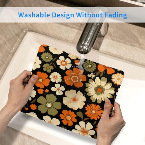 Retro Mid-Century Floral Gaming Computer Keyboard Cute Mouse Pad with Anti-fray Stitching, Premium-Textured Alfombrilla para Mouse with Non-Slip Rubber Base, 10 x 12 inch - color: Retro Mid-Century Floral