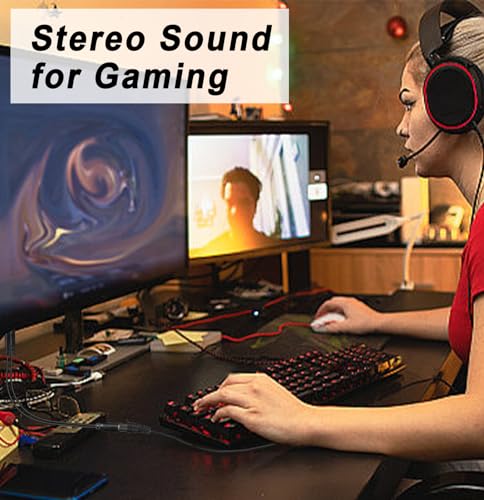 3.5mm Headphone Splitter for PC TRRS Female to TRS Dual Male Y Splitter | Aux Cable Headset Audio Adapter Cord for Gaming Headphone Earphone to Dual-Jack PC Desktop Computer Laptop