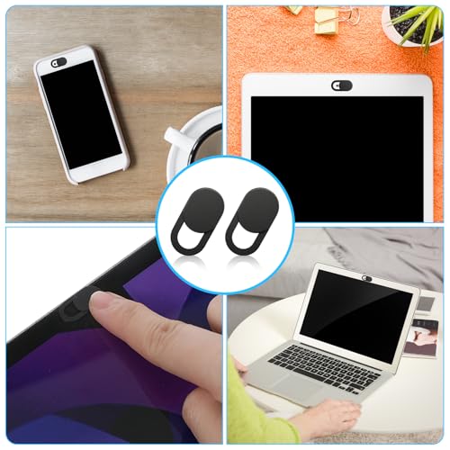 50 PCS Webcam Cover Slide Black Phone Camera Covers, 0.023 Inch Ultra-Thin Universal Laptop Camera Cover Slide Webcam Protects Your Privacy & Security for Laptop, Desktop, Smartphone, Cell Phone