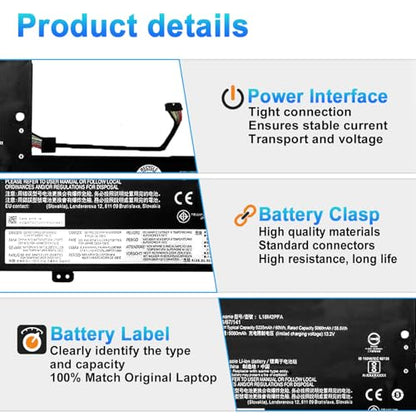 60.3Wh L18M3PFA L18D3PF2 Laptop Battery Replacement for Lenovo Yoga C740-15IML C740-15 81TD Series 5B10T83739 5B10T83740 5B10W67258 5B10W67402 SB10W67375 11.52V 5235mAh - size: 8.15*1.77*0.79inch L18M3PFA