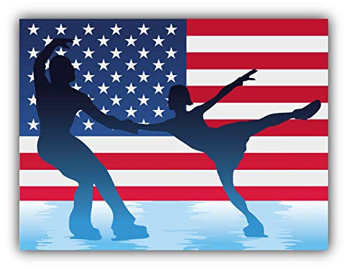 USA Flag Figure Skating Copule Decorative Scrapbooking Sticker Waterproof Vinyl Stickers for Water Bottle, Laptop & Phone Case – 50 Pack