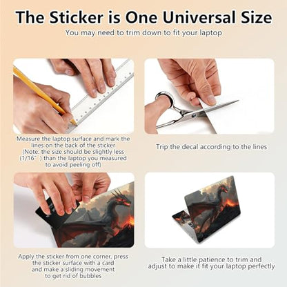 Laptop Skin Sticker Decal 15.6 Inch,12 13 13.3 14 15 15.6 in Laptop Netbook Skins for Notebook,Art Decal Removable Waterproof Scratch Resistant,Universal Vinyl Cover,Fire Dragon Black - color: Fire Dragon Black