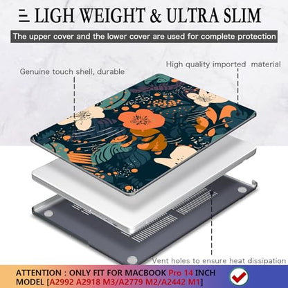 CISSOOK Compatible with MacBook Pro 14 inch Case 2026-2021 M5 M4 M3 M2 M1 | A3434 A3427 A3426 A3112 A3185 A3401 A2918 A2992 A2779 A2442, 5in1 Kit Hard Shell Case, Scratch Resistant, Little Flower - color: 14inch-Little Flower