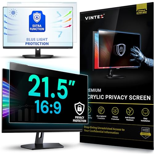 Acrylic 21.5 Inch Computer Privacy Screen Filter for Widescreen Computer Monitors - 19.3" x 11.3" (491 x 288mm) - Monitor Frame Hanging Type - size: [1 Pack] Acrylic 21.5'' DIAGONAL (16:9)