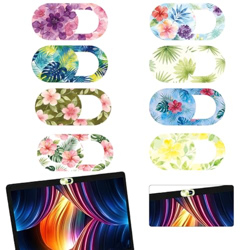 8Pcs 8 Styles Camera Cover Slide Flowers Pattern 0.03 Inch Phone Front Camera Blocker for Mini PC Desktop Computer Tablet Notebook Plastic Durable Privacy Protectors for Home Office Use - color: Flower-3