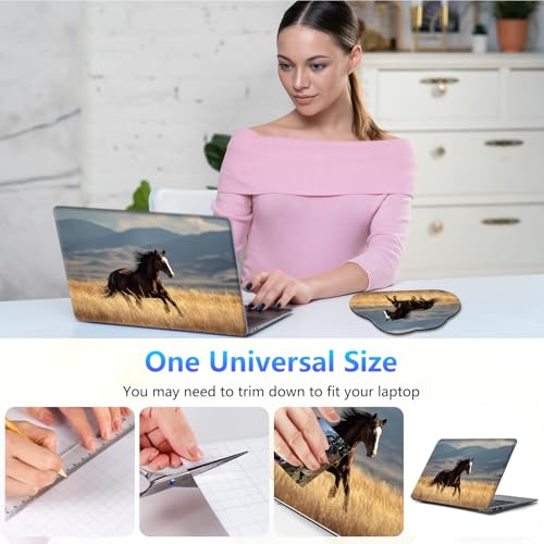Laptop Skin Sticker Decal 15-15.6 Inch with Cute Mouse Pad, Universal Reusable Vinyl Sticker for 12.1 13 13.3 14 15.4 Inch Netbook and Notebook PC, Beautiful Horse - color: Beautiful Horse