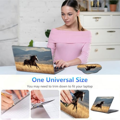 Laptop Skin Sticker Decal 15-15.6 Inch with Cute Mouse Pad, Universal Reusable Vinyl Sticker for 12.1 13 13.3 14 15.4 Inch Netbook and Notebook PC, Beautiful Horse - color: Beautiful Horse