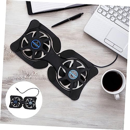 Balacoo Portable Foldable Laptop Cooling Pad with Dual USB Fans Compact Design for Efficient Heat Dissipation and Slip-Resistant Protection for Notebook Use