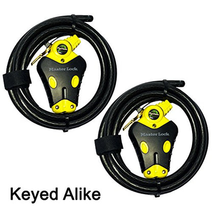 Master Lock - Two 6 ft Python Adjustable Cable Locks Keyed Alike, 8413KACBL-66 - size: 2-6 ft