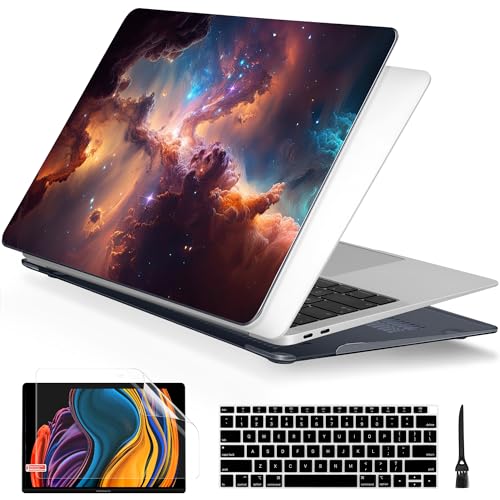 Batianda LumiArt Case for MacBook Air 13" M1 Chip, Nebula | Fits Model A2337/A2179/A1932, 2018-2020; 1.2mm Slim Lightweight Hard Shell Cover, Scratch Resistant,4-in-1 Accessories Bundle - color: Nebula