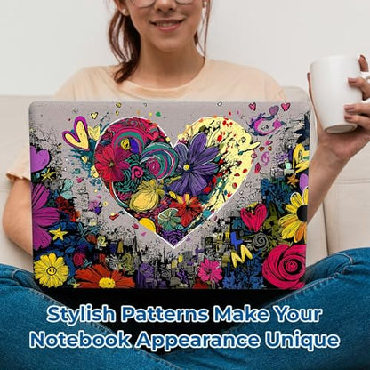 Reusable Universal Laptop Skin Sticker, Cut to Fit for 11.6–15.6 Inch Laptops, Waterproof Protective Film, No-Residue - Graffiti Heart Flowers - color: Graffiti Heart Flowers