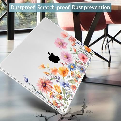 Mektron for 2026/2025/2024/2023 MacBook Air 15 INCH M5 A3448 /M4 A3241 /M3 A3114 /M2 A2941 Case, Printed Plastic Hard Shell Cover with 15.3" Liquid Retina Display Touch ID, Floral P165 - color: Floral P165