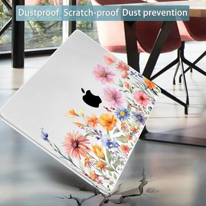 Mektron for 2026/2025/2024/2023 MacBook Air 15 INCH M5 A3448 /M4 A3241 /M3 A3114 /M2 A2941 Case, Printed Plastic Hard Shell Cover with 15.3" Liquid Retina Display Touch ID, Floral P165 - color: Floral P165