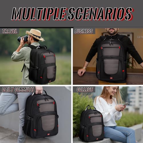 55L Gaming Laptop Backpack, Fits 18.4-19" Laptop, Grey | 180° TSA-Friendly Carry On Design with Padded Laptop Compartment, Water-Resistant, Adjustable Strap, Handle for Men Women - color: Grey, size: 18.4 Inch（21.6"x15.4"x9.8"）