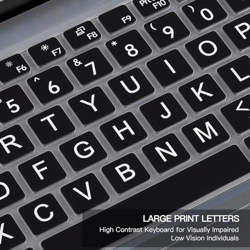 Large Print Keyboard Cover for Dell Latitude 7420 7430 7440 7450 7410 14", Latitude 3440 3450 5450 5440 5420 5430 5431, Latitude 9420 9430 14, Latitude 9510 9520 7520 15" Laptop -Black - color: Black Large Letters