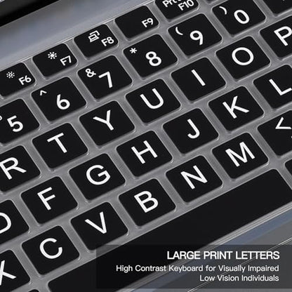 Large Print Keyboard Cover for Dell Latitude 7420 7430 7440 7450 7410 14", Latitude 3440 3450 5450 5440 5420 5430 5431, Latitude 9420 9430 14, Latitude 9510 9520 7520 15" Laptop -Black - color: Black Large Letters