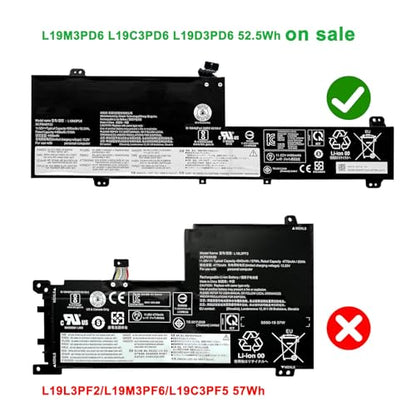 L19M3PD6 L19C3PD6 L19D3PD6 Laptop Battery Replacement for Lenovo ideapad Flex 5-14IIL05 5-14ITL05 5-14ARE05 5-14ALC05 5-15IIL05 5-15ALC05 81X1 81X2 81X3 82HU 82HT 82HV L19L3PD6 (11.52V 52.5Wh) - size: 10.23*3.34*0.39inch L19M3PD6