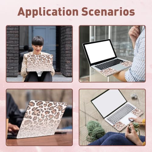 PLIGREAT Glitter Leopard Print Laptop Skin Stickers Fits 12" 13" 13.3" 14" 15 inch Laptop Gradient Creative Style Universal Removable Waterproof Notebook Art Decals PC Protector Cover Sticker - color: Glitter Leopard Print