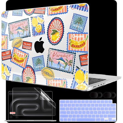 MEEgoodo Case for MacBook Pro 16 inch 2026 2024 2023 2021, Laptop Hard Shell Compatible with M5 M4 M3 M2 M1 Pro/Max Chip, Fit Model A3429/A3428/A3403/A3186/A2991/A2780/A2485, Retro Tropical Pattern - color: Retro Tropical Pattern