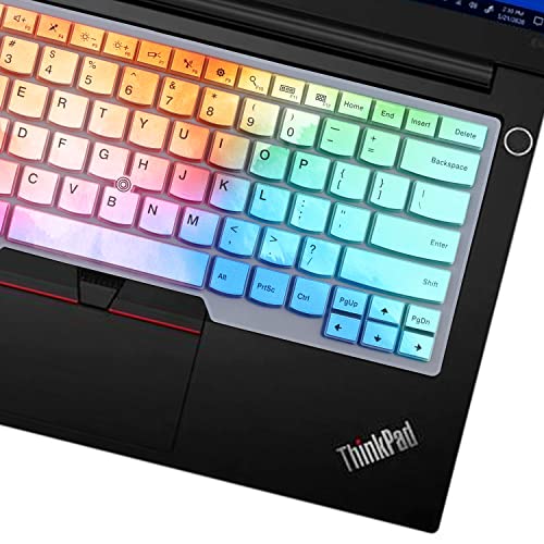Keyboard Cover for 14" Lenovo Thinkpad T14 Gen 2/1, E14 Gen 4/3/2, T14s Gen 2/1, L14 Gen 3/2, Thinkpad T495 T490 T480S T480 T470, ThinkPad P14s, X1 Carbon 8th/7th/6th, X1 Extreme Gen 3/2-Colorful - color: Colorful