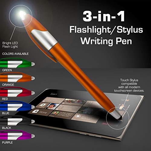 Stylus Pen, 3-1 Multi-Function, Ball Point Black Ink Pen, Capacitive Stylus for Touchscreen Devices, LED Flashlight, Medical Pen Light,for Home,Work,Doctors, and Nurses (6 Pack) - size: 6 Pack