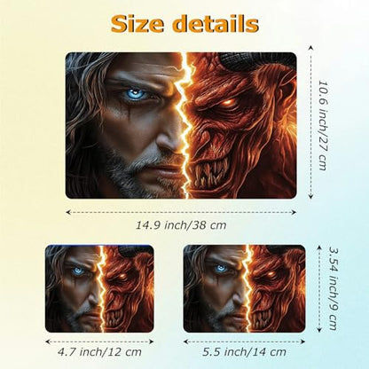 Universal Laptop Skin Sticker with 2 Wrist Pad Decals, 3-Piece Removable Vinyl Laptop Cover, Face of Jesus and Devil Waterproof Anti-Scratch, Easy-Trim Fit for 13.3" 14" 15.6" Laptops - color: Face of Jesus and Devil