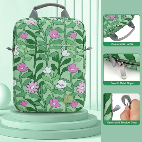 Dadanism 9-11 Inch Tablet Sleeve Bag Carrying Case with Shoulder Strap | Fits iPad (A16) 11", iPad 10th Gen 10.9", iPad Air M4/Pro M5 11", iPad 9/8/7th 10.2", Galaxy Tab A11+ Plus 11", Cyan+Flower - color: Cyan+flower, size: 9-11 Inch