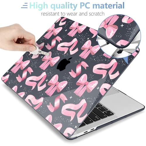MEEgoodo for M2 MacBook Pro 13 inch Case 2022 2021 2020,Crystal Cover Fit Model A2338 M2/M1 A2251 A2289,Clear Case for 13.3-inch Laptop,Hard Shell for MacBook Pro M2, Satin Bow - color: Satin Bow