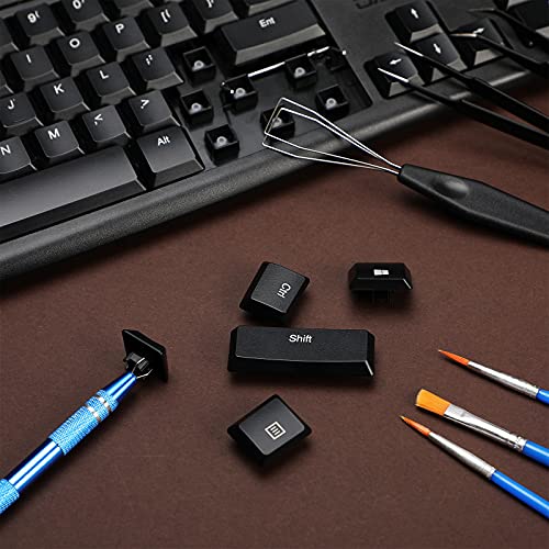 Minatee 9 Pcs Keyboard Lube Switch Puller Kit Ic Extractor, Key Cap Puller, Elbow Tweezers, Pointed Tweezers, Flat Head Fine & Head Grease Brush Compatible with Switches for Modding and Maintenance