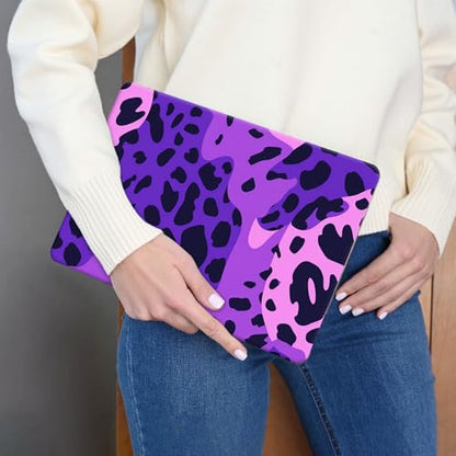 15.6 Inch Laptop Skin Sticker, Reusable Vinyl Cover Protector with 2 Wrist Pad Skins, Removable Waterproof Scratch-Resistant for 12-15.6 Inch Laptop Notebook,Purple Leopard Print - color: Purple Leopard Print