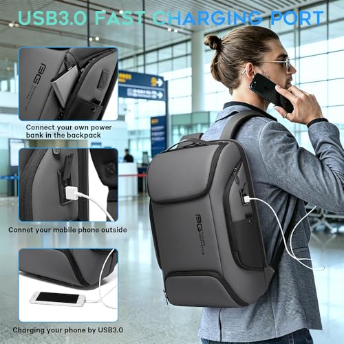 FUTURE AESTHEICS Business Laptop Smart Backpack Can Hold 15.6 Inch Laptop Commute Backpack Carry on bag for men and women (Grey) - color: Grey