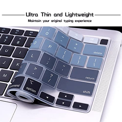 HRH English US Keyboard Cover Skin for MacBook Air 13 A2337 2020 | M1 Chip Processor with Touch ID,Precise Fit,Dust Proof,Waterproof,Durable,Smooth Touch,Keyboard Accessories,Ombre Grey - color: Ombre gray