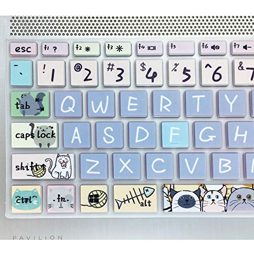 Keyboard Cover for HP 14" Laptop 2020 2019 2018,HP Pavilion x360 14M-BA 14M-CD 14M-DH 14-BA 14-BF 14-cm 14-CF 14-DF 14-DK 14-DS 14-DQ Series 14 Inch Protective Skin,Cute Cat - color: Cute Cat