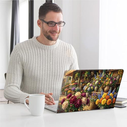 Universal Laptop Skin, DIY Cut-to-Fit Vinyl Cover Compatible with HP, Dell, Lenovo, Mac (13.3" to 15.6"), Anti-Scratch, No Residue & Bubble-Free Protective Decal Sticker, Flower Market Painting - color: Flower Market Painting