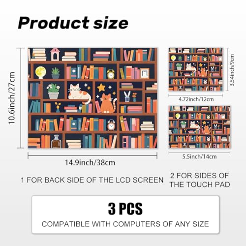 Laptop Skin Sticker Decal PVC Vinyl Sticker Notebook PC Protector Waterproof Scratch Resistant Laptop Skin for 12.1 13 13.3 13.6 14 15 15.3 16 Inch Bookshelf Cartoon Style - color: Bookshelf