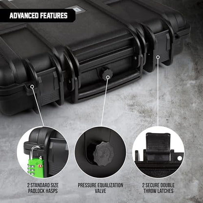 Durabox All Weather Hard Case 16 x 14 x 4” - TSA Approved Hard Shell Travel Case with Customizable Foam for Laptops, Electronics, Guns, Pistols and Other Gear - size: Medium 16 x 14 x 4"