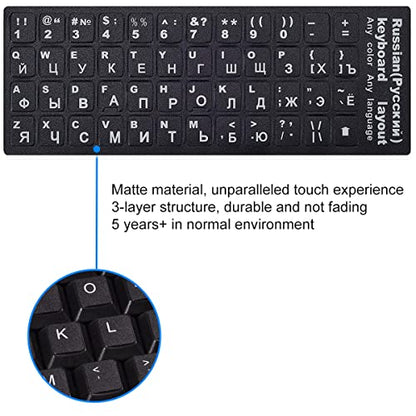 3 Pack Universal Russian Keyboard Stickers (6-in-1), Cyrillic Keyboard Letter Replacement Sticker, Black Background with White Lettering for Computer Laptop Notebook Desktop (Russian) - color: Russian