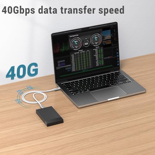240W USB4 Cable 6.6FT 2 Packs, 40Gbps High Speed Data Transfer | 5A Fast Charging, Single 8K/Dual 4K Monitor Display, Compatible for Thunderbolt 4/3, Hub/Docking Station, iPhone 16/16 Pro - size: 6.6 ft