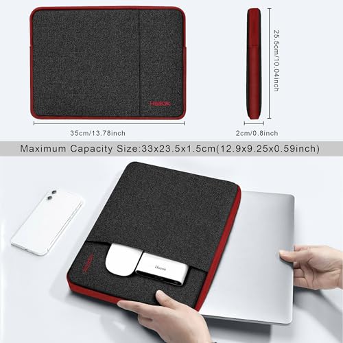 Hseok Laptop Case 13.3 14 inch Sleeve, Rainproof & Shockproof Carrying Case Compatible with MacBook Pro/Neo 14 M5/M4/M3/M2/M1,13.3 MacBook Air/Pro,XPS 14 and Most 13"-14" Notebook Tablet,Bk-red - color: Black-red