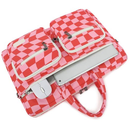DACHEE Laptop Shoulder Bag for 15 Inch/15.6 Inch Macbook Pro - color: New Pink Checher