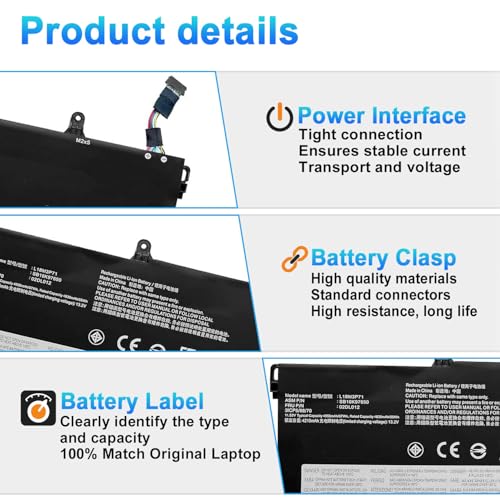 L18M3P71 L18L3P71 L18S3P71 Laptop Battery Replacement for Lenovo ThinkPad T590 P53S T15 P15s 1st Gen Series SB10K97650 02DL012 SB10K97649 02DL011 5B10W13913 5B10W13914 11.52V 57Wh - size: 10.23*3.34*0.39inch L18M3P71