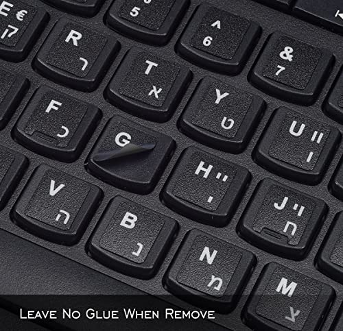 2PCS Hebrew Keyboard Letter Stickers - Black Background with White Lettering, Keyboard Letters Replacement Sticker for MacBook Air Pro PC Laptop Desktop Computer Keyboard - color: Hebrew-black/White