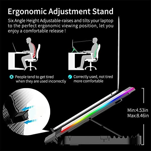 Laptop Cooling Pad, Laptop Cooler with 6 Quiet Led Fans for 15.6-17 Inch Laptop Cooling Fan Stand, Portable Ultra Slim USB Powered Gaming Laptop Cooling Pad