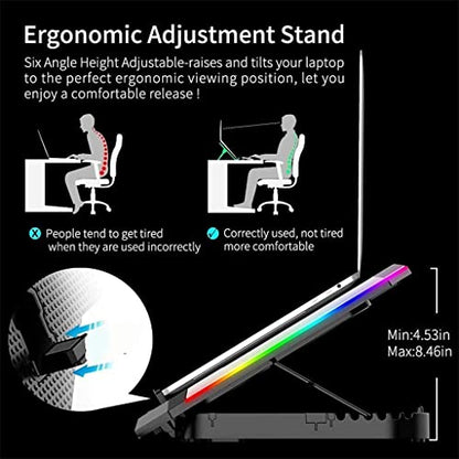 Laptop Cooling Pad, Laptop Cooler with 6 Quiet Led Fans for 15.6-17 Inch Laptop Cooling Fan Stand, Portable Ultra Slim USB Powered Gaming Laptop Cooling Pad