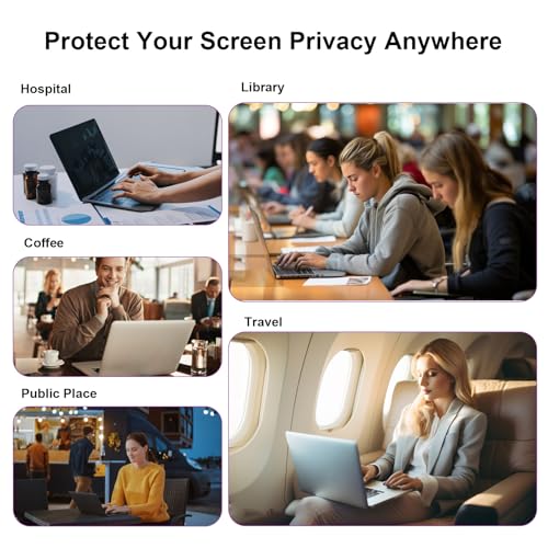 Yunseity 14 Inch Magnetic Laptop Privacy Screen Removable Washable Anti Peeking Computer Screen Protector with Ultra Wide Viewing Angle for Business Travel Office Work